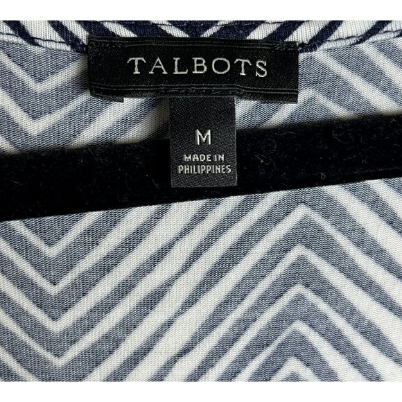 Talbots Sleeveless Chevron Stripe Maxi Dress Stretch Navy Blue White Size Medium - Picture 7 of 9